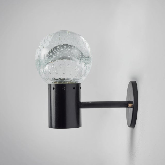 Black 1960s Gino Sarfatti Metal and Seguso Glass Sconce for Arteluce For Sale - Image 8 of 10