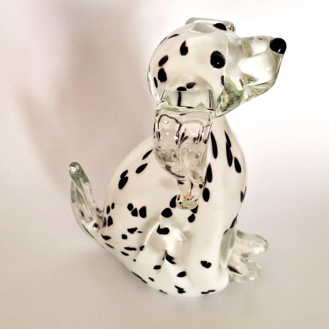 White Late 20th Century Dalmatian Dog Figurine Murano Style Art Glass Decor For Sale - Image 8 of 14