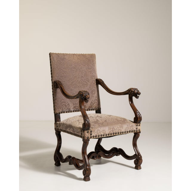 Neo-Baroque Oak Throne Chair, Antique, France, 19th Century For Sale - Image 9 of 16