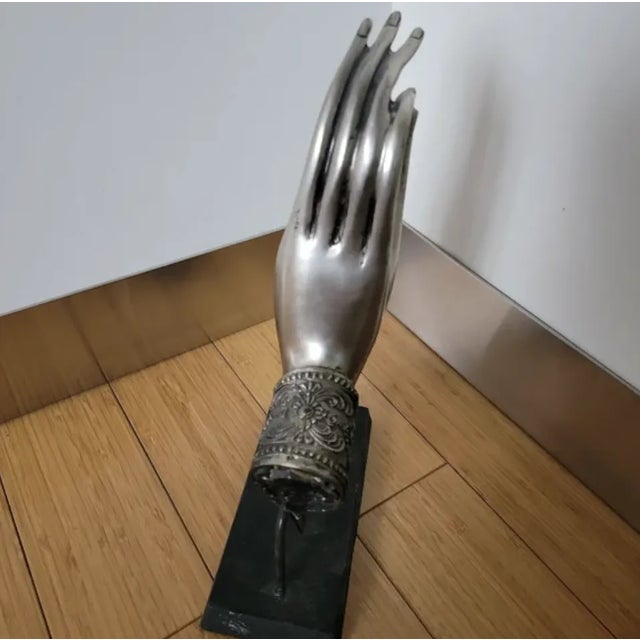 Vintage Thai Buddha Hand Sculpture on Stand For Sale - Image 4 of 12