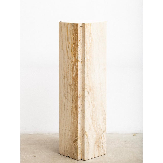 Mid-Century Modern Post Modern Travertine Pedestal For Sale - Image 3 of 11