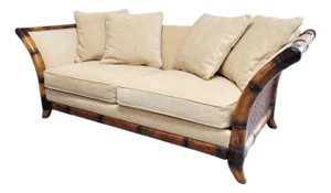 Postmodern Flared Arm Tuxedo Sofa in Textured Velvet