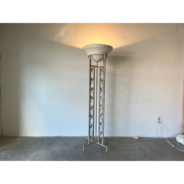 Lovely and heavy floor lamp ! We are delighted to offer for sale this stunning Vintage Postmodern - style sculptural metal...