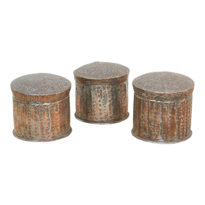 Set of 3 Antique Tinned Copper Spice Jars