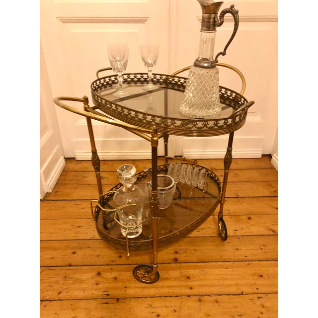 Neoclassical Brass Serving Trolley, 1960s For Sale - Image 4 of 9