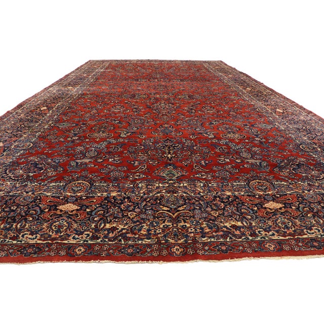 Jacobean Late 19th Century Persian Qazvin Palace Rug, 11'00 X 21'00 For Sale - Image 3 of 12