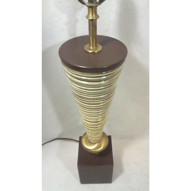 Mid-Century Modern 1950s Mid-Century Modern Brown Ceramic Atomic Lamp For Sale - Image 3 of 5