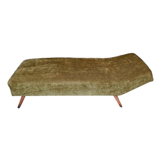 Mid-Century Daybed with Compass Legs in Olive Green Velvet, 1950 For Sale
