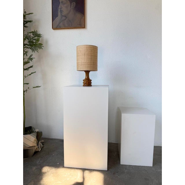 Turned Olive Wood Table Lamp, 1950s For Sale - Image 4 of 17