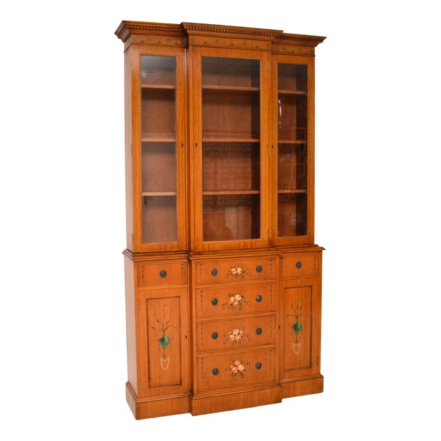 Georgian Painted Satinwood Display Bookcase, 1950s For Sale