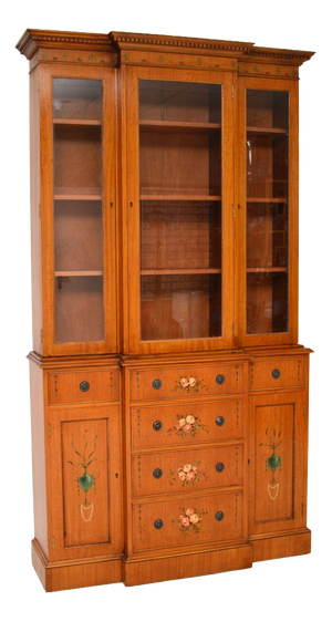Georgian Painted Satinwood Display Bookcase, 1950s