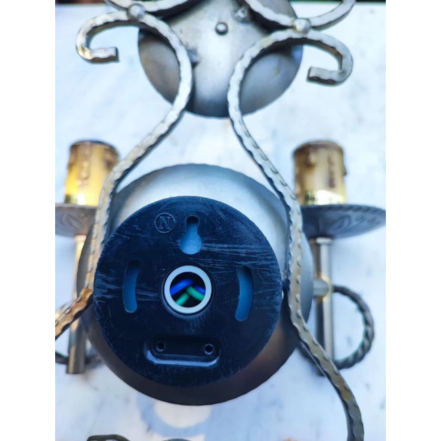 1970s Vintage Wrought Iron Wall Lamp, 1970s For Sale - Image 5 of 8