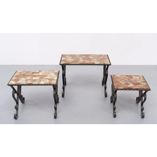 Gemstone French Onyx Nesting Tables, 1972, Set of 3 For Sale - Image 7 of 9