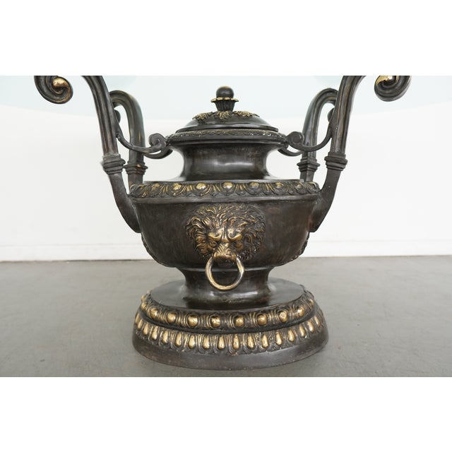 Metal Vintage La Barge Neoclassical Glass Top Dining Table For Sale - Image 7 of 15