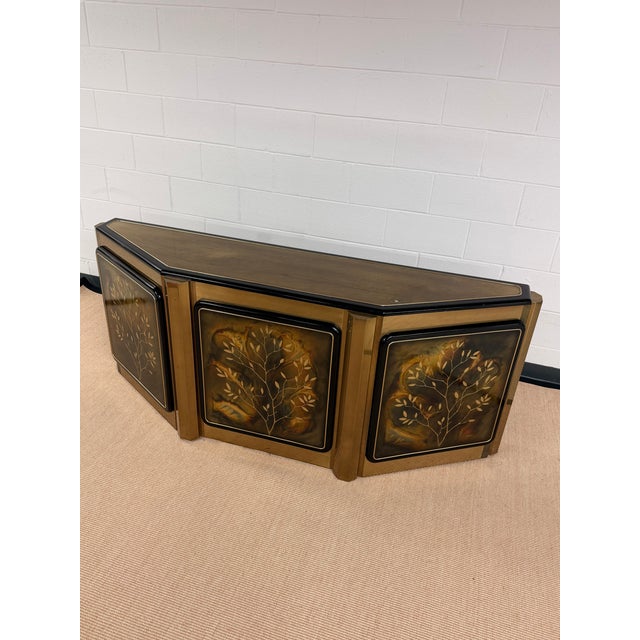 1970’s “Tree of Life” Shaved Corner Console Cabinet by Bernhard Rhône for Mastercraft For Sale - Image 11 of 12