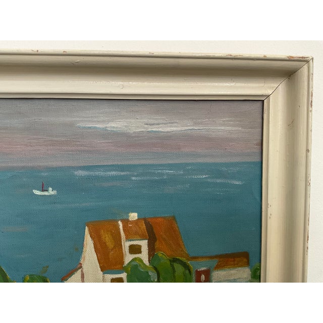 Mid 20th Century Scandinavian Shoreline Landscape Original Acrylic on Canvas For Sale - Image 13 of 17