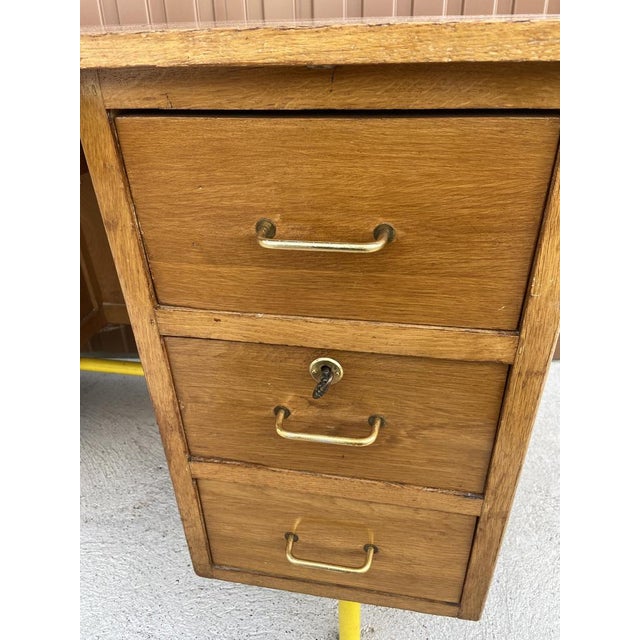 Wood Mid-Century French School Teacher Desk, 1970s For Sale - Image 7 of 12