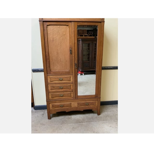 Brown Antique Art Nouveau Linen Cupboard or Wardrobe, 1910s For Sale - Image 8 of 11