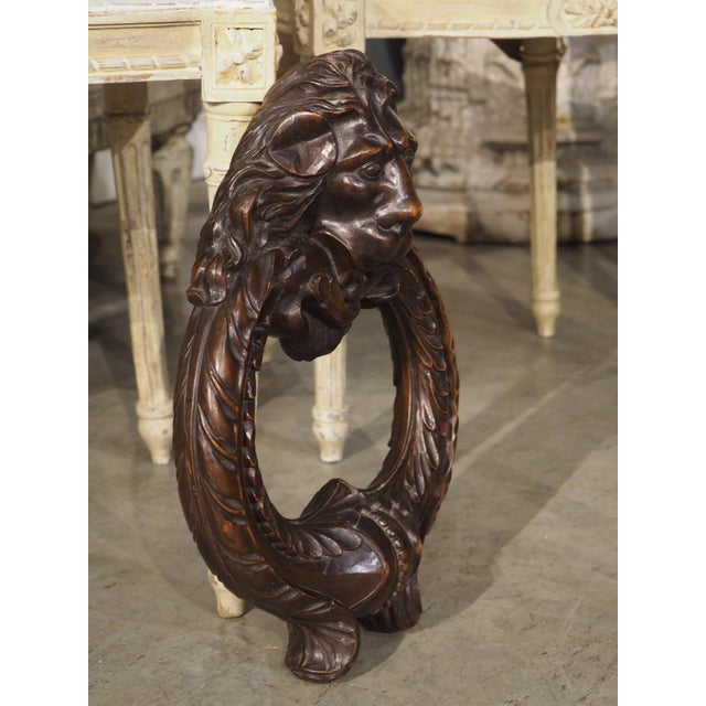 Oversized French Carved Walnut Study of a Bronze Door Knocker, 19th Century For Sale - Image 14 of 16
