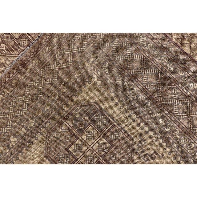 Hand-Knotted Turkomen Ersari Rug in Wool With Gul Design in Brown, Tan & Taupe For Sale - Image 9 of 9