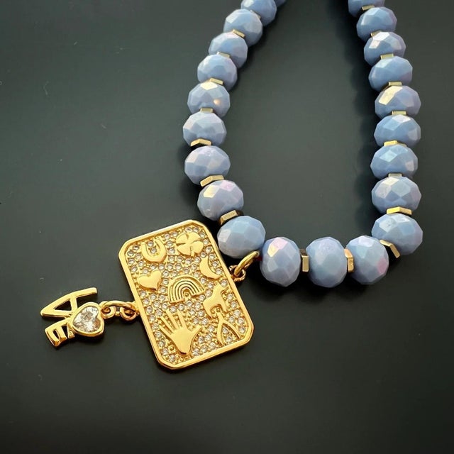 The Love Protective Symbols Blue Choker Necklace it's a statement of your desires and intentions. Whether you wear it for...