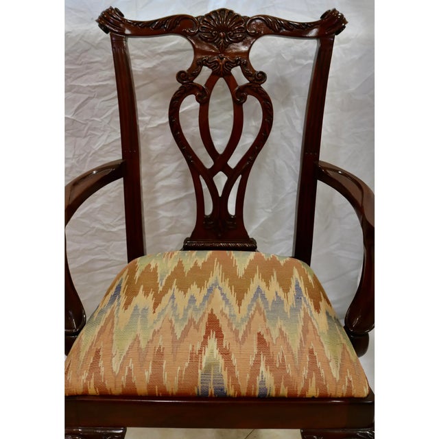 Late 20th Century Chippendale Hand Carved Mahogany Dining Chairs -Set of 8 For Sale - Image 4 of 7