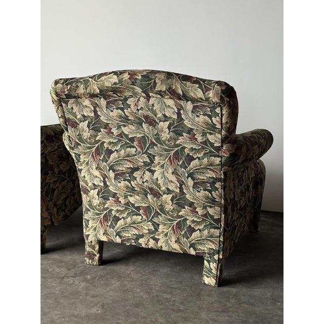 Sage Acanthus Tapestry Club Chairs, John Hutton for Donghia Luciano, 1990s, Pair For Sale - Image 11 of 18