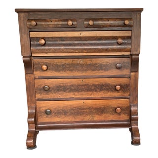 Antique American Empire Flame Mahogany Chest For Sale