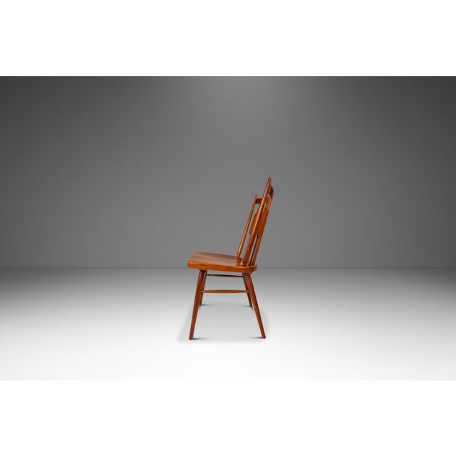 Set of Four (4) Mid-Century Modern Windsor "Centennial" Dining Side Chairs in Solid Walnut Attributed to Kipp Stewart for Drexel, Usa, C. 1960's For Sale In Orlando - Image 6 of 18