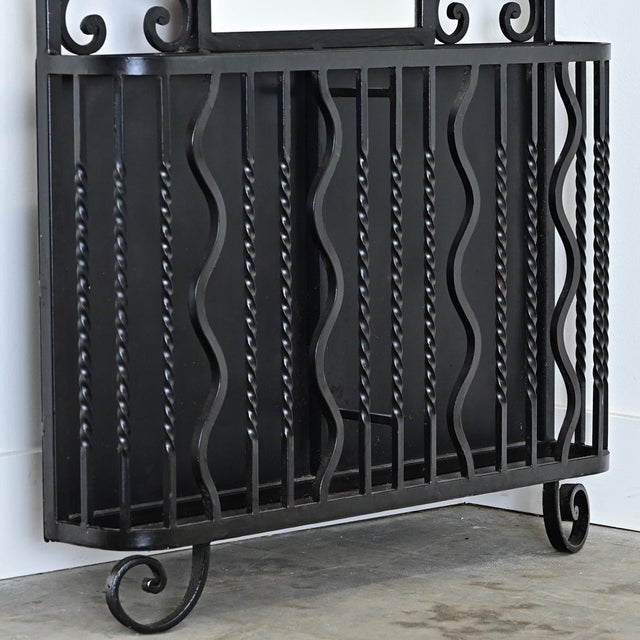French Art Deco Wrought Iron Hall Tree with Mirror For Sale - Image 10 of 13