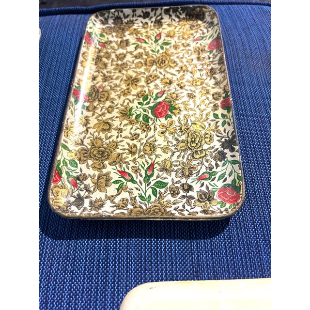 Art Nouveau Vintage Paper Mache Floral Trays - Set of 6 For Sale - Image 3 of 7