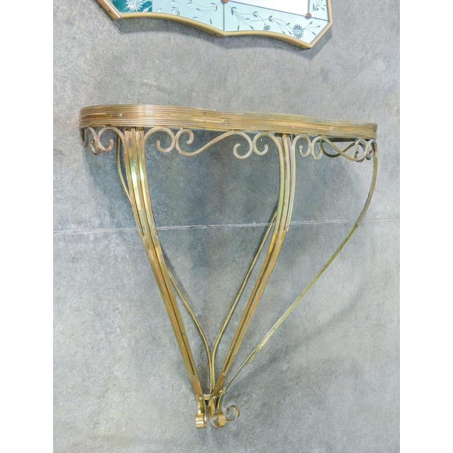 Gold Console Table with Mirror from Cristal Art, 1950s, Set of 2 For Sale - Image 8 of 18