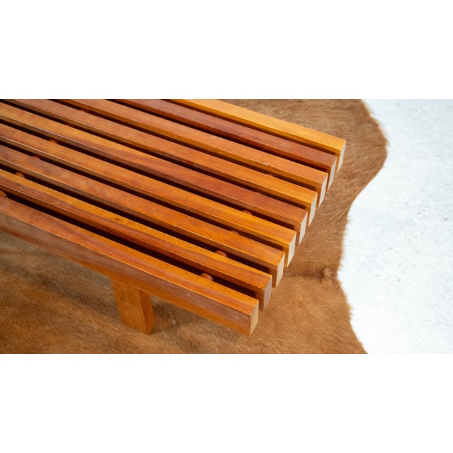 Mid Century Charles Webb Cherry Wood Slat Bench, 1990s. For Sale - Image 13 of 17