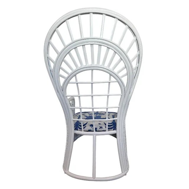 Mid 20th Century White Fanback Chair With Thibaut Cushion For Sale - Image 5 of 8
