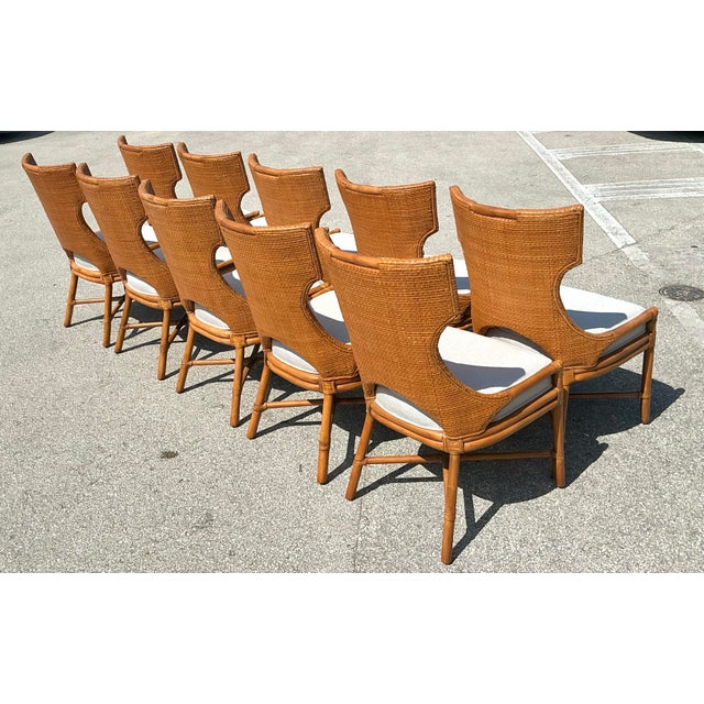 Vintage Palecek Woven Rattan Dining Chairs - Set of 10 For Sale - Image 12 of 12