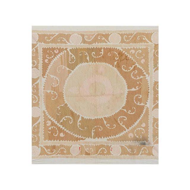 Mid-Century Modern Vintage Suzani Wall Hanging Decor With Neutral Color For Sale - Image 3 of 11