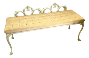 1960s French Prudential Metal Tufted Bench by Kessler
