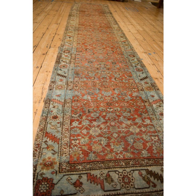 1930s Vintage Persian Bijar Herati Wool Rug Runner For Sale - Image 10 of 13