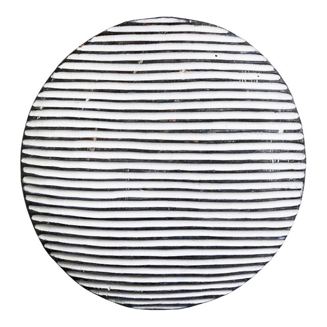 Vintage Zulu Tribal Round Black & White Shield Wall Object For Sale