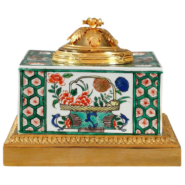 Famille Verte Porcelain Inkwell from Samson For Sale