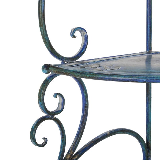 Turuca 4 Tier Corner Shelf - Mossy Blue For Sale In Philadelphia - Image 6 of 11