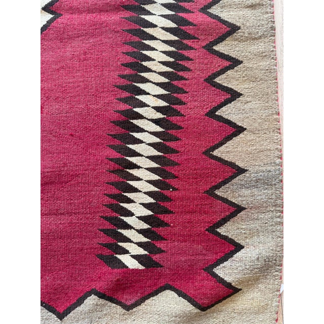 Red 1920s Navajo Rug Red Field with Diamond & Serrated Border, Handwoven Southwesten For Sale - Image 8 of 18