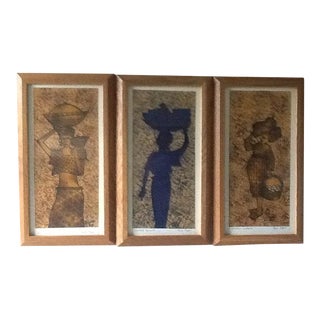 Framed & Signed Nigerian Batik Prints For Sale