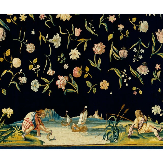 Baroque Atelier Aria Lumae Golden Age Dutch Floral Antique Tapestry Fine Art Gallery Board Print With Faux Antique Gilt Frame Print Design 32 X 24.5 For Sale - Image 3 of 12