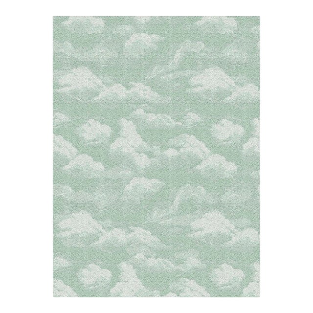 Cumulus Cloud Tibetan Hand-Knotted Wool Area Rug by Kevin Francis in Mint Green 6 x 9 For Sale