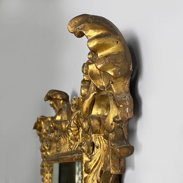 1930s Italian Umbertine Style Gilt Wood Wall Mirror, 1930s For Sale - Image 5 of 18