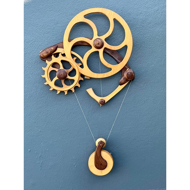 Mid-Century Modern Vintage Hand Made Kinetic Wood Wall Sculpture For Sale - Image 3 of 12