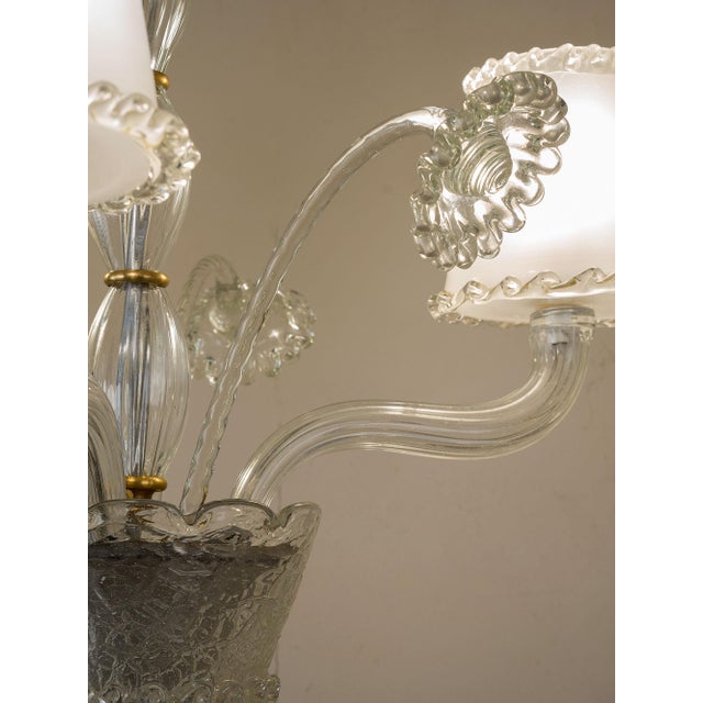 Glass Vintage Murano Glass 3-Light Chandelier from Barovier & Toso, 1940s For Sale - Image 7 of 13