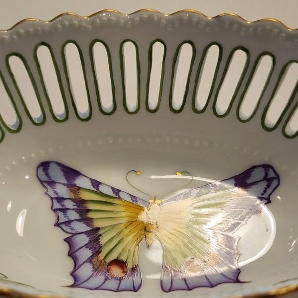 2003 Anna Weatherley Hand-Painted "Exotic Butterfly" Pierced Dish – Signed Bacsó Éva For Sale - Image 10 of 14