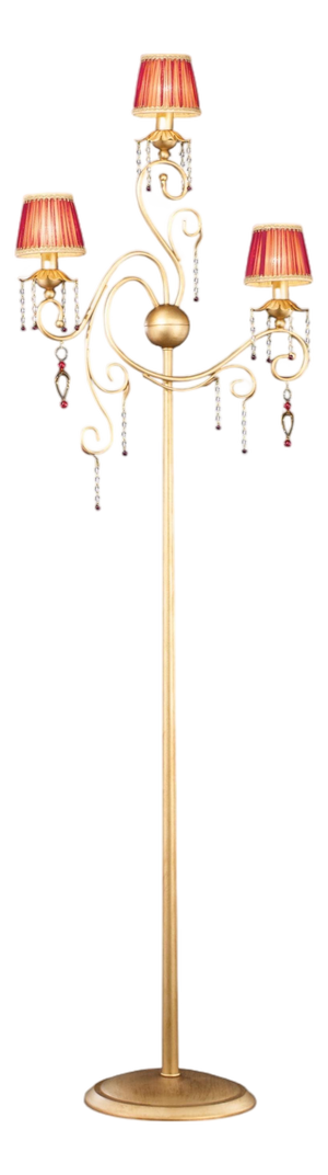 Fenice Gold 3 Lights Floor Lamp in Montecarlo Gold and Cut Glass by Aggiolight